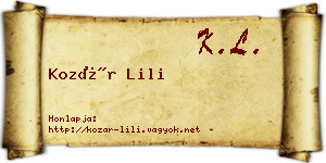 Kozár Lili névjegykártya