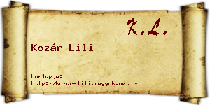 Kozár Lili névjegykártya