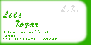 lili kozar business card